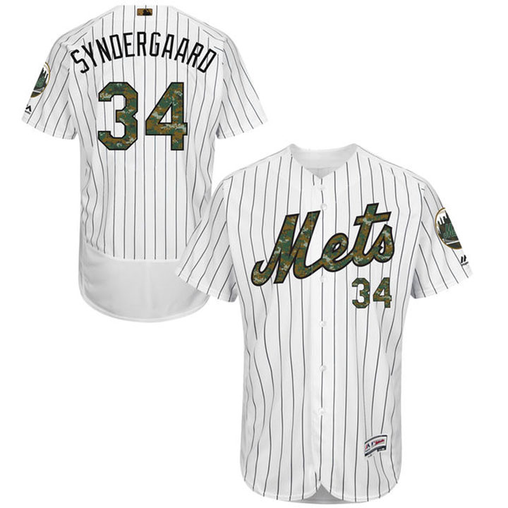 New York Mets Noah Syndergaard #34 White Camo Fashion 2016 Memorial Day Flex Base Jersey