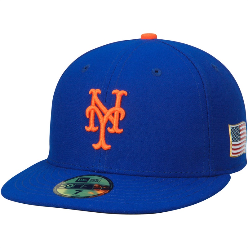 New York Mets Royal On Field 9/11 Side Patch US Flag 59FIFTY Flex Hat