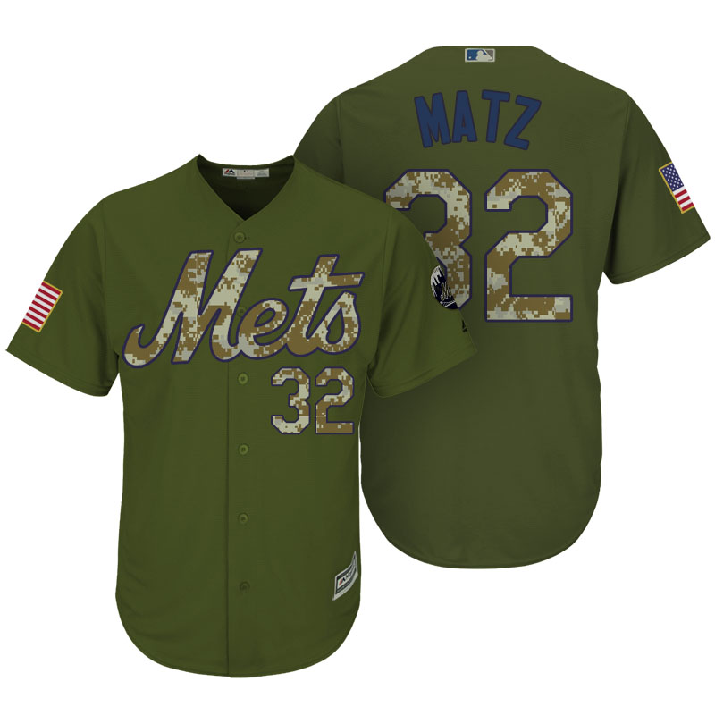 New York Mets #32 Steven Matz Camo Olive Salute Official Cool Base Player Jersey