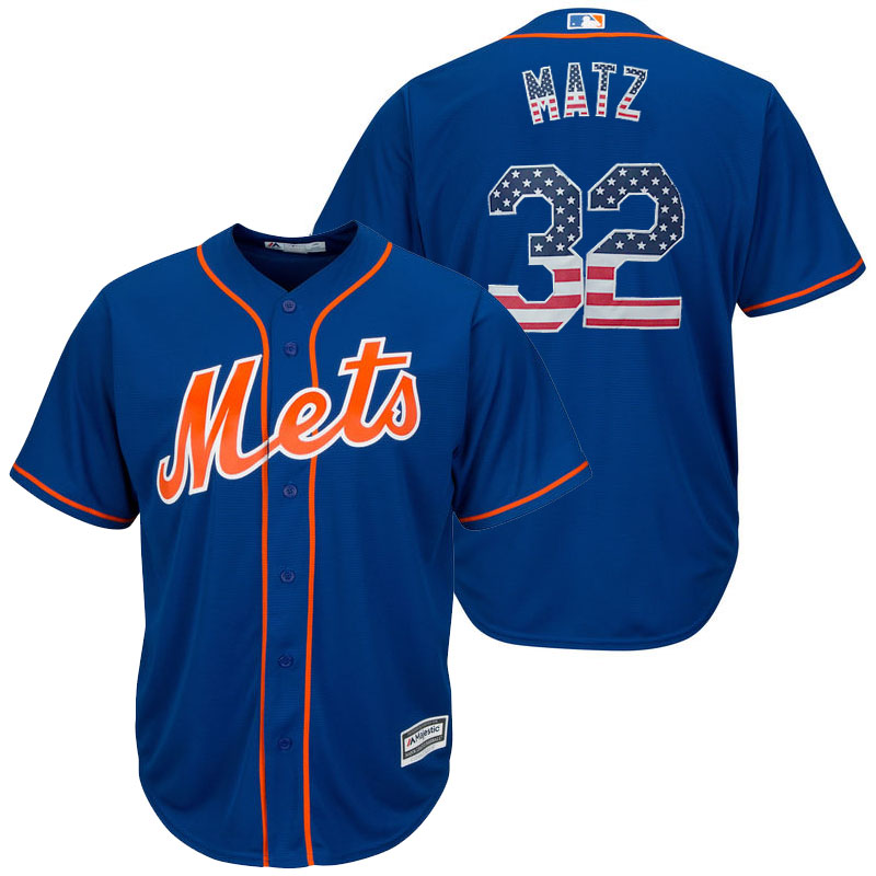 New York Mets Steven Matz #32 Royal Stars and Stripes Cool Base Jersey