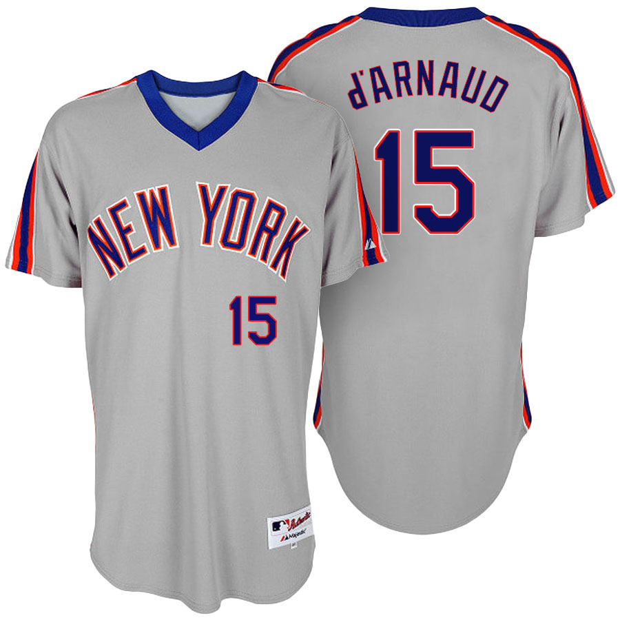 New York Mets Travis d'Arnaud #15 Majestic Gray Authentic Turn Back the Clock Jersey