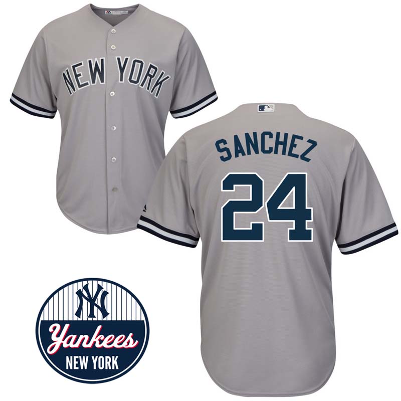 New York Yankees #24 Gary Sanchez Road Gray Cool Base Jersey