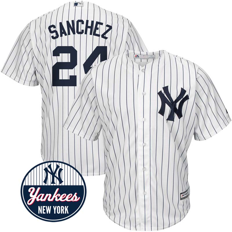 New York Yankees #24 Gary Sanchez White Cool Base Jersey