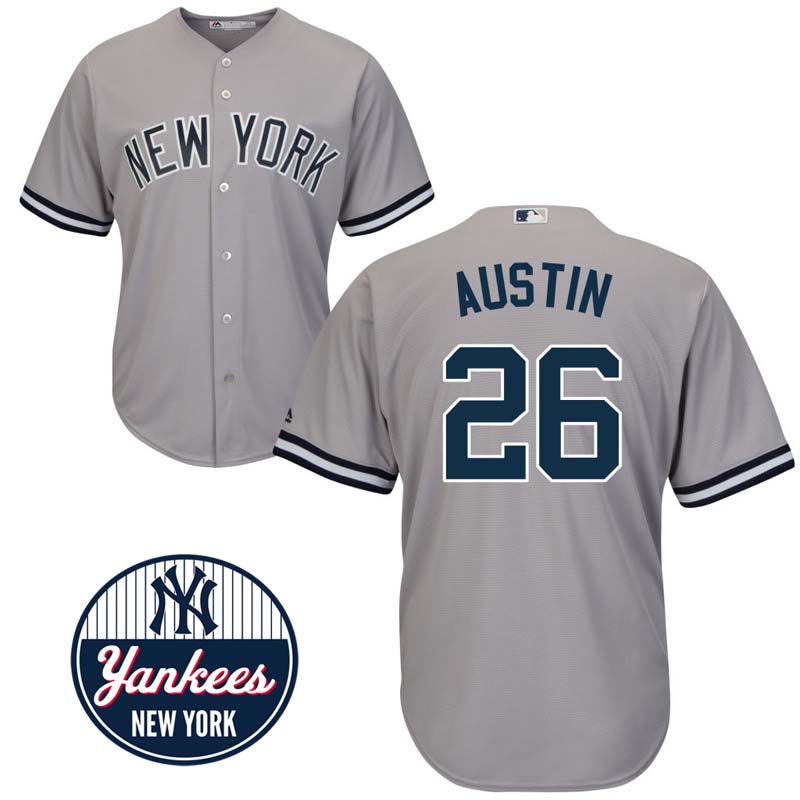 New York Yankees #26 Tyler Austin Road Gray Cool Base Jersey