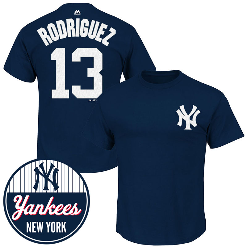 New York Yankees Alex Rodriguez #13 Navy Big and Tall T-Shirt