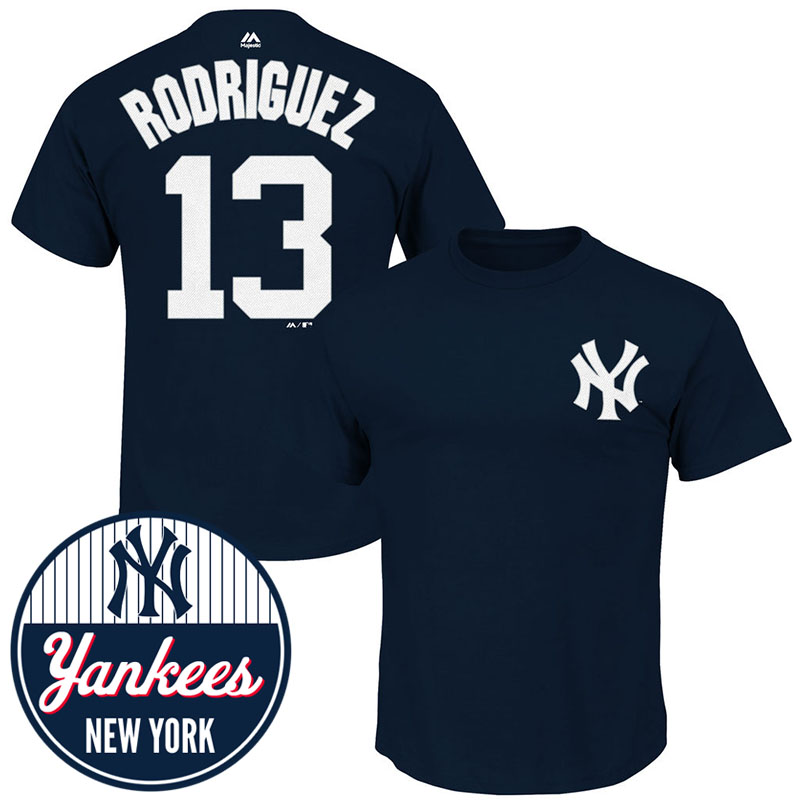 New York Yankees Alex Rodriguez #13 Navy Name and Number T-Shirt