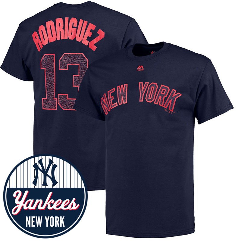 New York Yankees Alex Rodriguez #13 Navy Stars & Stripes Name and Number T-Shirt