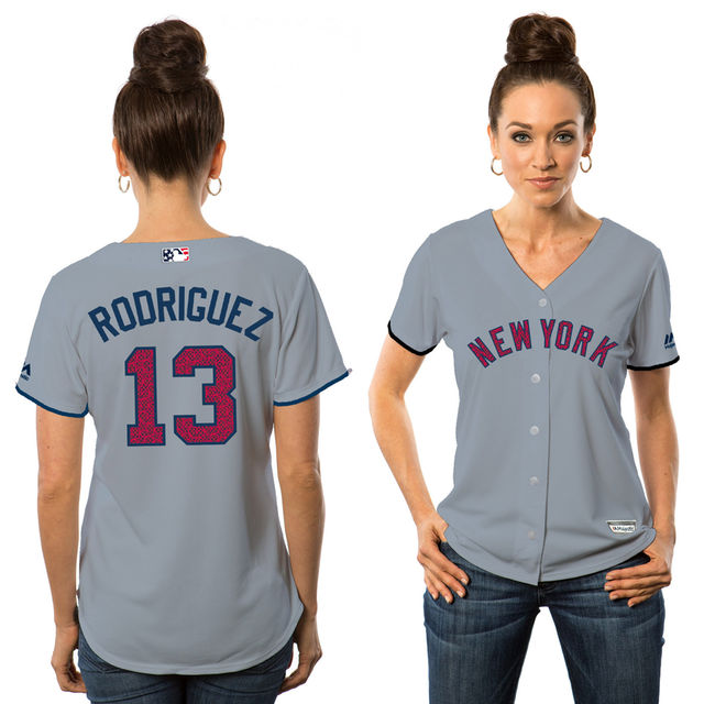 Women's New York Yankees Alex Rodriguez #13 Gray 2016 Independence Day Stars & Stripes Cool Base Jersey