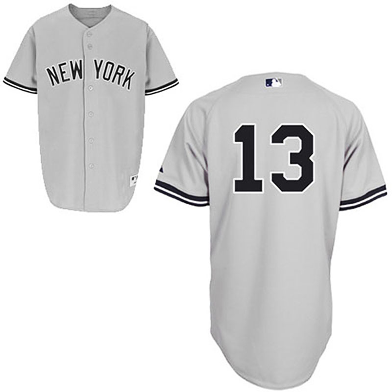 New York Yankees #13 Alex Rodriguez Grey Road Jersey