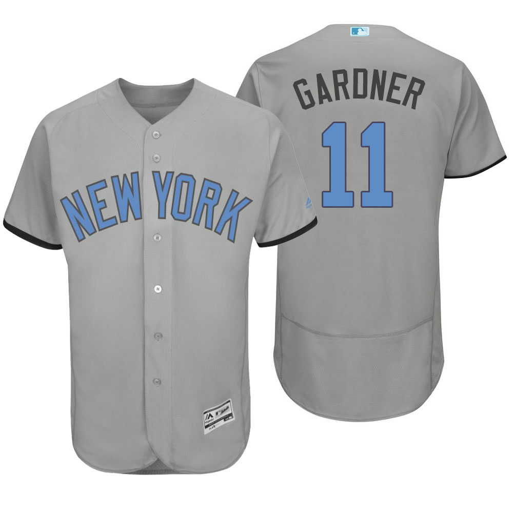 New York Yankees #11 Brett Gardner Majestic Gray Fashion 2016 Father's Day Flex Base Jersey