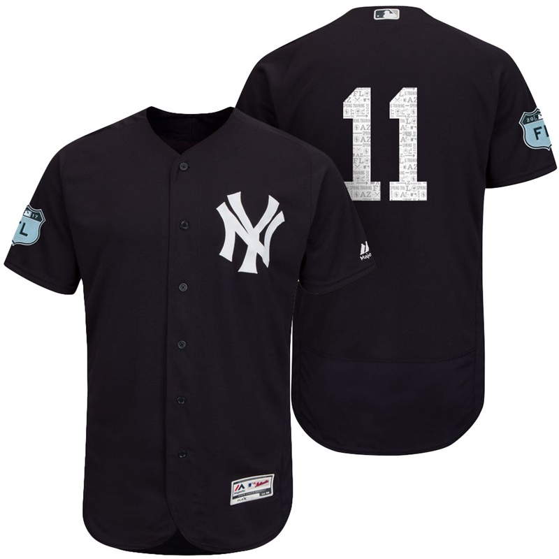 New York Yankees Brett Gardner #11 Navy 2017 Spring Training Grapefruit League Patch Authentic Collection Flex Base Jersey