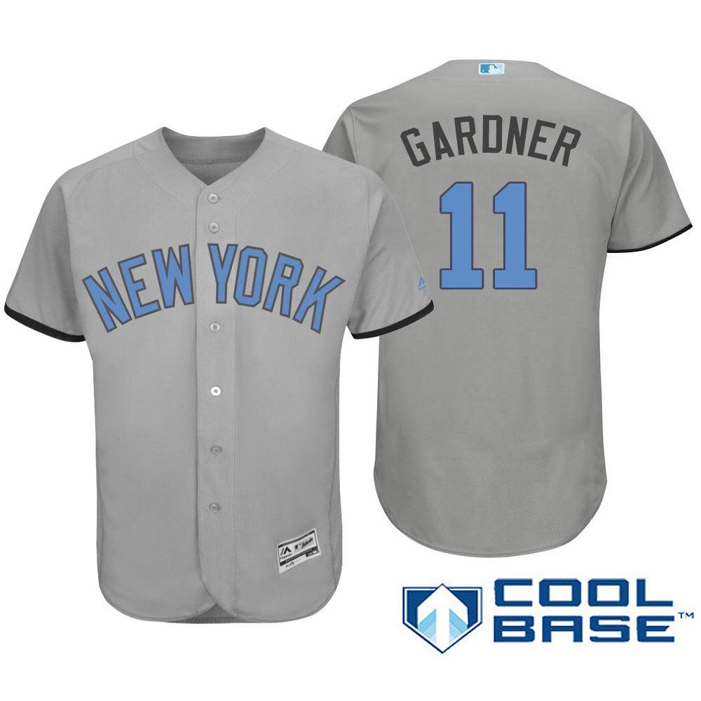 New York Yankees #11 Brett Gardner Majestic Gray Fashion 2016 Father's Day Cool Base Jersey