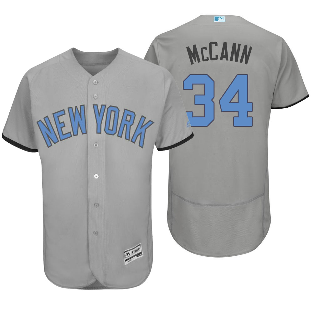 New York Yankees #34 Brian Mccann Majestic Gray Fashion 2016 Father's Day Flex Base Jersey