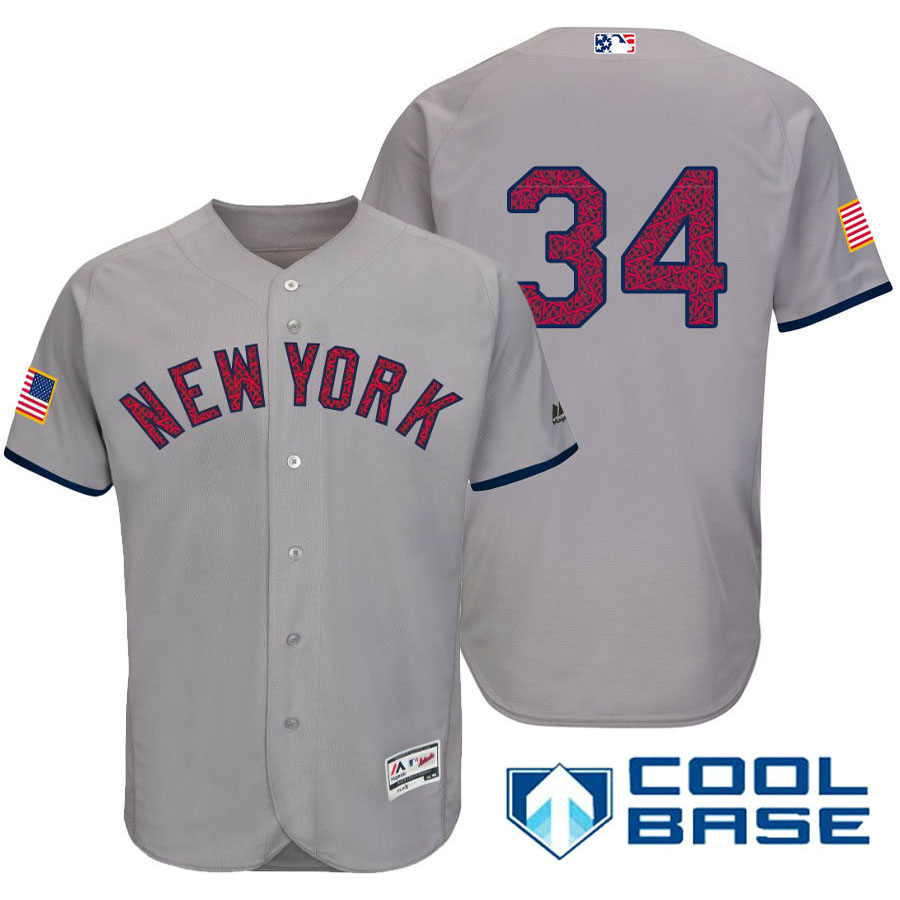 New York Yankees #34 Brian McCann Gray Stars & Stripes 2016 Independence Day Cool Base Jersey