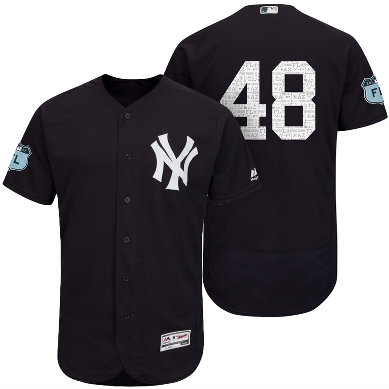 New York Yankees Chris Carter #48 Navy 2017 Spring Training Flex Base Jersey