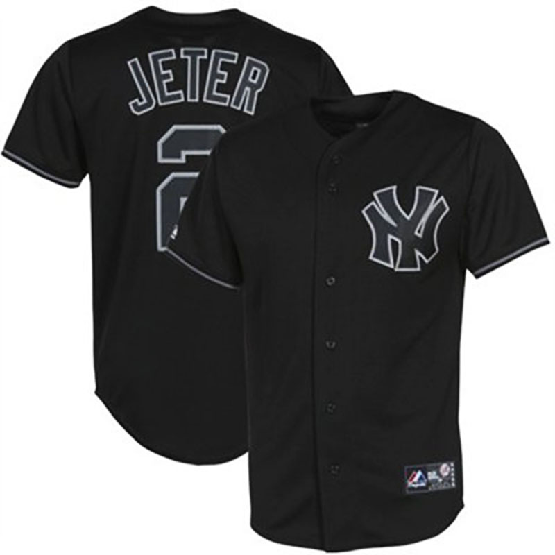 New York Yankees #2 Derek Jeter Black Fashion Jersey