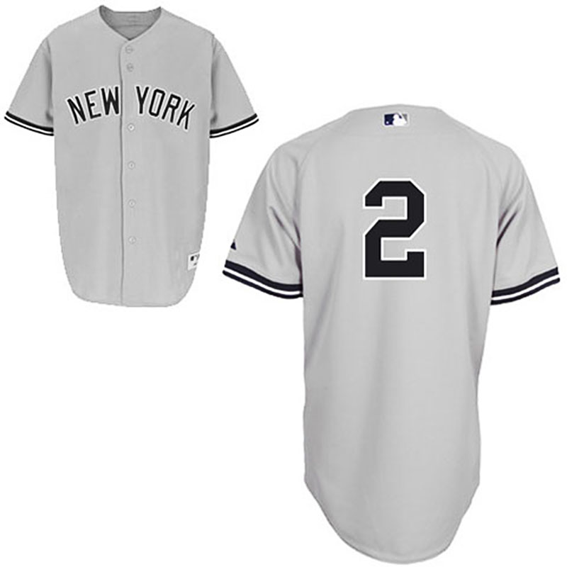 New York Yankees #2 Derek Jeter Grey Road Jersey