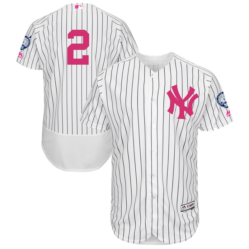 Derek Jeter #2 Men New York Yankees 2017 Mother's Day White Flex Base Jersey