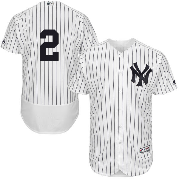 New York Yankees Derek Jeter #2 White Authentic Collection Flexbase Player Jersey