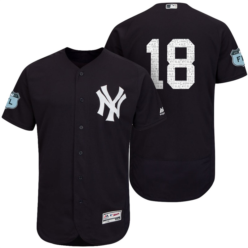 New York Yankees Didi Gregorius #18 Navy 2017 Spring Training Grapefruit League Patch Authentic Collection Flex Base Jersey