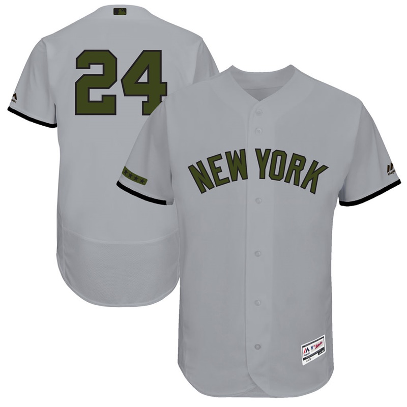 Gary Sanchez #24 Men New York Yankees 2017 Memorial Day Gray Flex Base Jersey