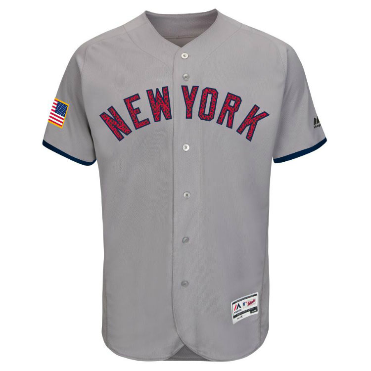 New York Yankees Majestic Gray 2016 Independence Day Stars & Stripes Flex Base Team Jersey