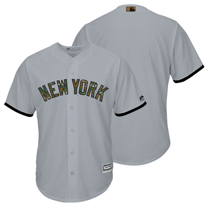 New York Yankees Gray Camo Fashion 2016 Memorial Day Cool Base Jersey