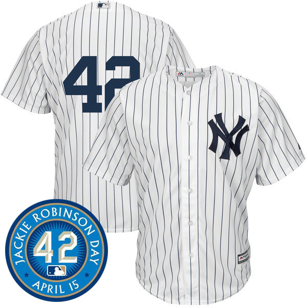 New York Yankees #42 Jackie Robinson Majestic White/Black Cool Base Jersey