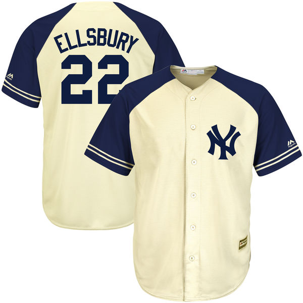 New York Yankees #22 Jacoby Ellsbury Cream/Navy Cool Base Fashion Player Jersey