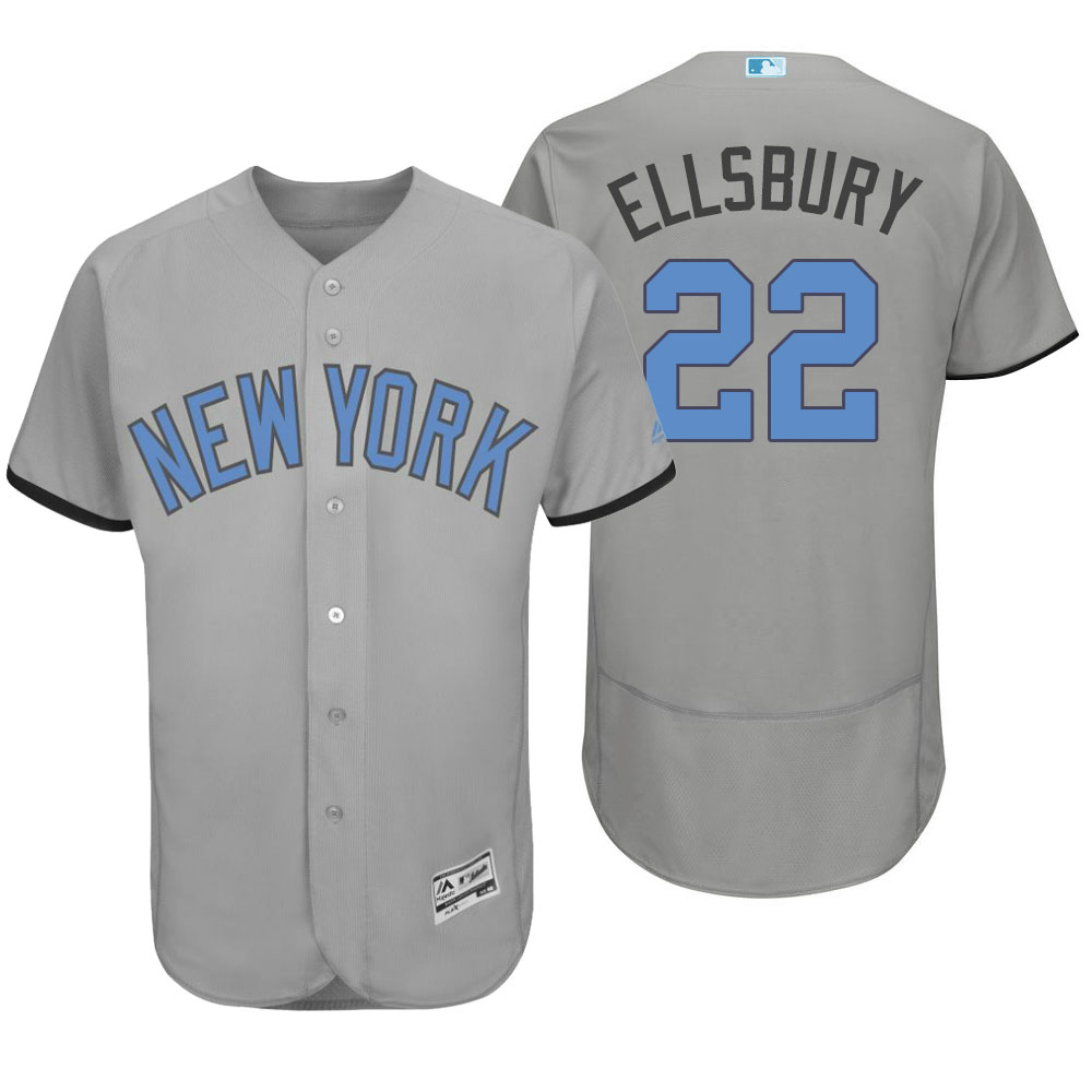 New York Yankees #22 Jacoby Ellsbury Majestic Gray Fashion 2016 Father's Day Flex Base Jersey