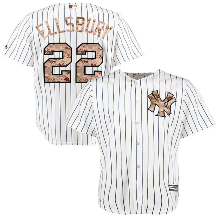 New York Yankees Jacoby Ellsbury #22 Majestic White Digital Camo USMC Player Jersey