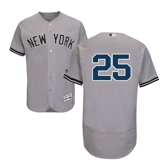 New York Yankees Mark Teixeira #25 Gray Flexbase Authentic Collection Jersey