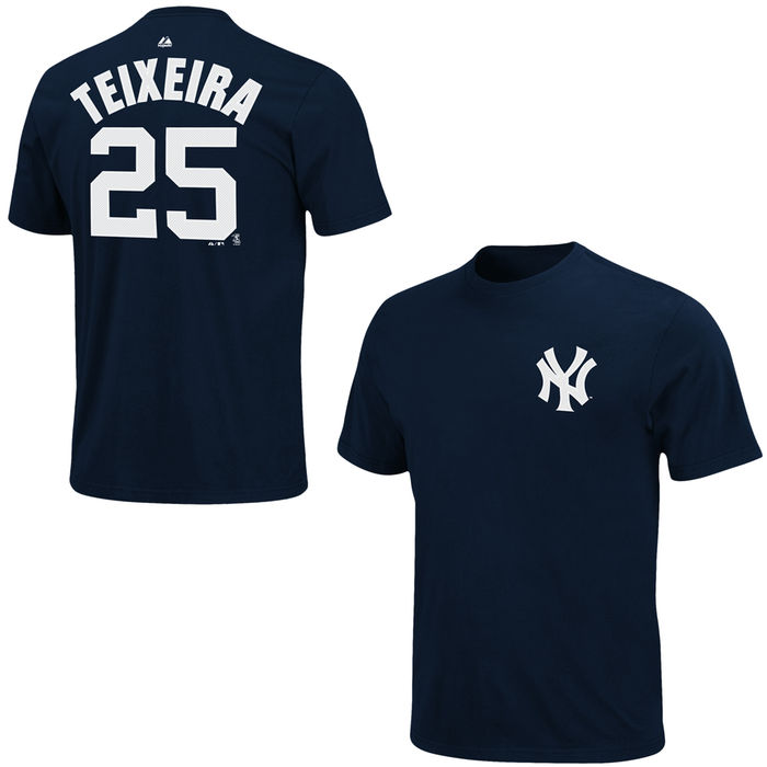 New York Yankees Majestic Mark Teixeira #25 Navy Official Name and Number T-Shirt