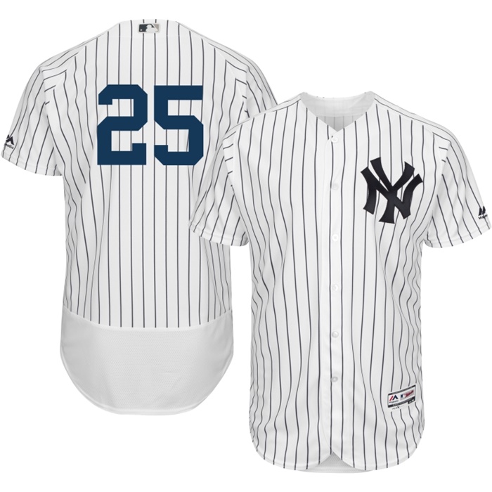 New York Yankees Mark Teixeira #25 White Flexbase Authentic Collection Jersey