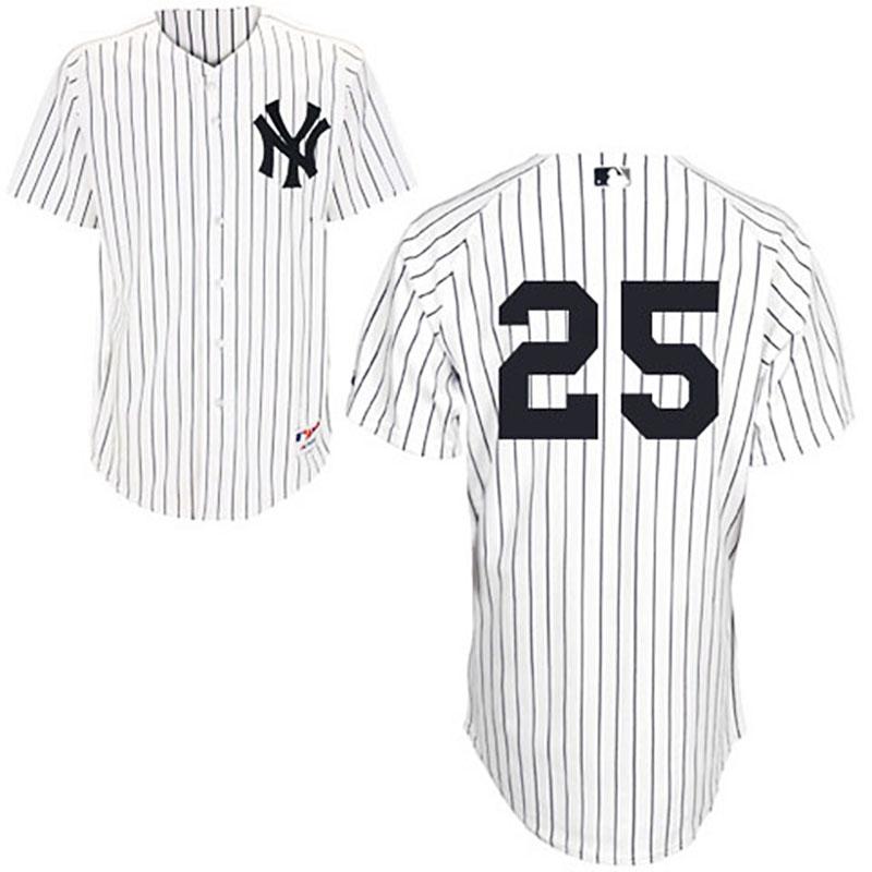 New York Yankees #25 Mark Teixeira White Home Jersey