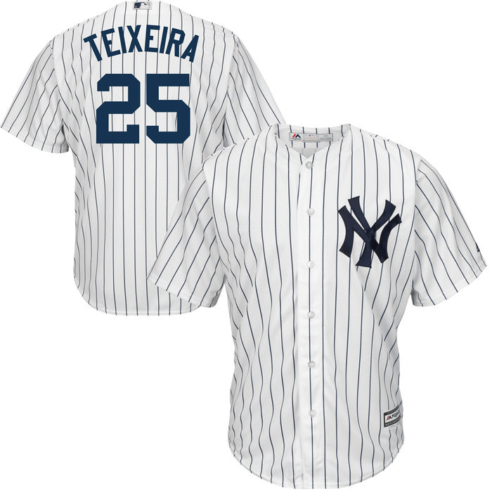 New York Yankees #25 Mark Teixeira Majestic White Official Cool Base Player Jersey