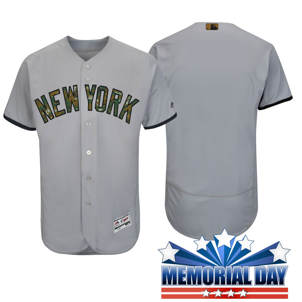 New York Yankees Memorial Day Gray Camo Flex Base Team Jersey