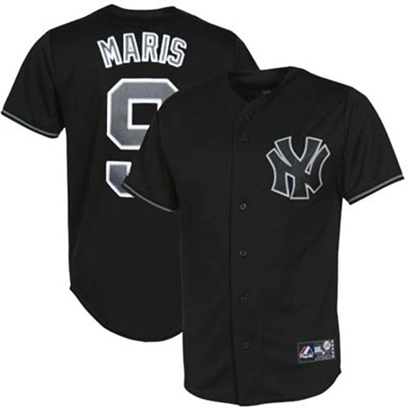 New York Yankees #9 Roger Maris Black Fashion Jersey