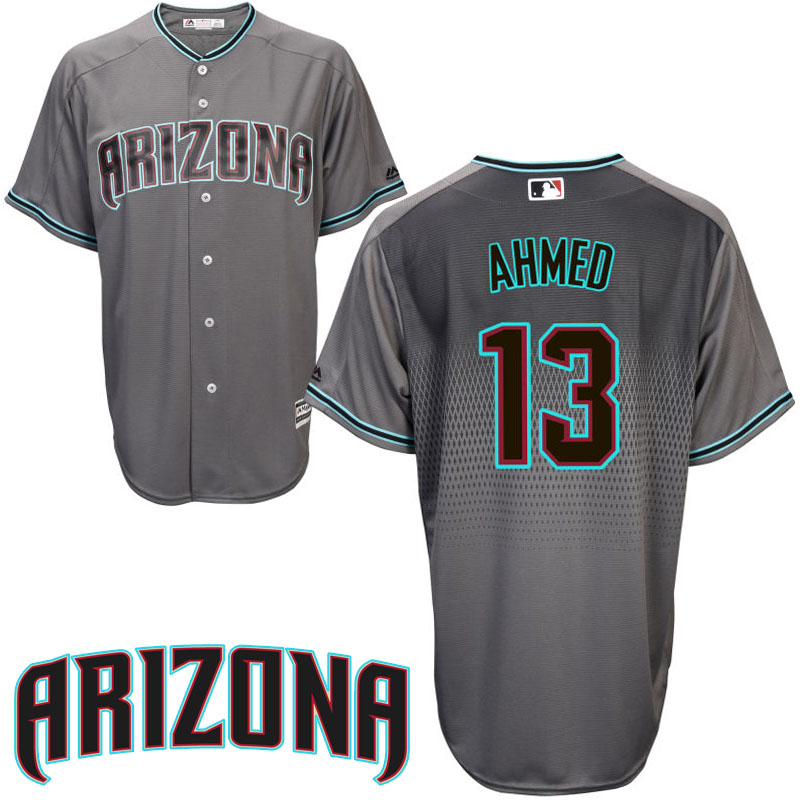 Arizona Diamondbacks Nick Ahmed #13 Gray/Aqua Official Cool Base Jersey