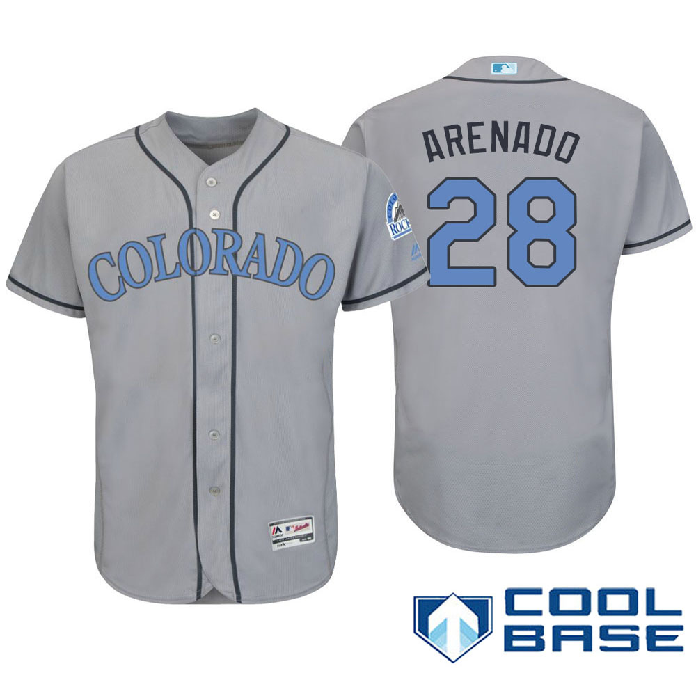 Colorado Rockies #28 Nolan Arenado Majestic Gray Fashion 2016 Father's Day Cool Base Jersey