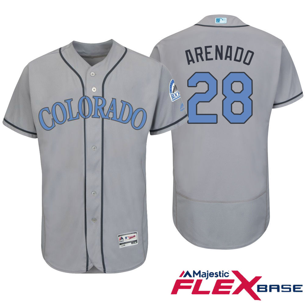 Colorado Rockies #28 Nolan Arenado Majestic Gray Fashion 2016 Father's Day Flex Base Jersey