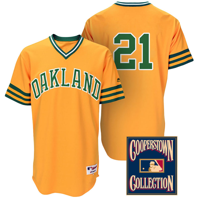 Oakland Athletics #21 Stephen Vogt Gold Turn Back the Clock Throwback Jersey