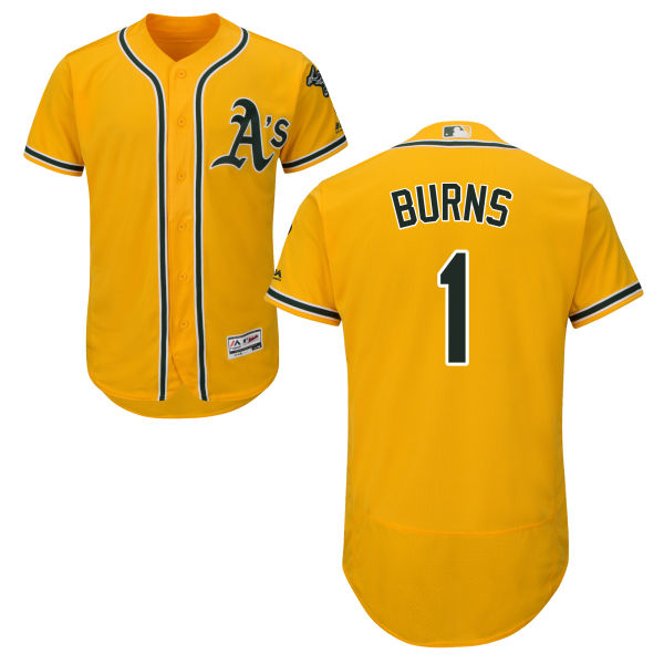 Oakland Athletics Billy Burns #1 Majestic Gold Authentic Collection Flexbase Jersey