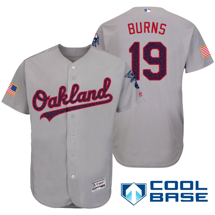 Oakland Athletics #19 Billy Burns Gray Stars & Stripes 2016 Independence Day Cool Base Jersey