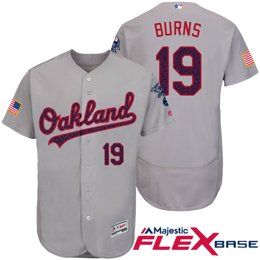 Oakland Athletics #19 Billy Burns Gray Stars & Stripes 2016 Independence Day Flex Base Jersey