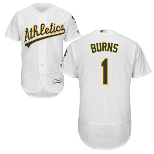 Oakland Athletics Billy Burns #1 Majestic White Authentic Collection Flexbase Jersey