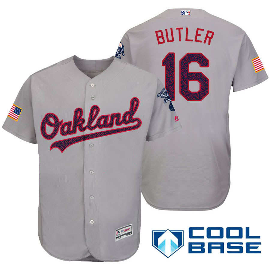 Oakland Athletics #16 Billy Butler Gray Stars & Stripes 2016 Independence Day Cool Base Jersey