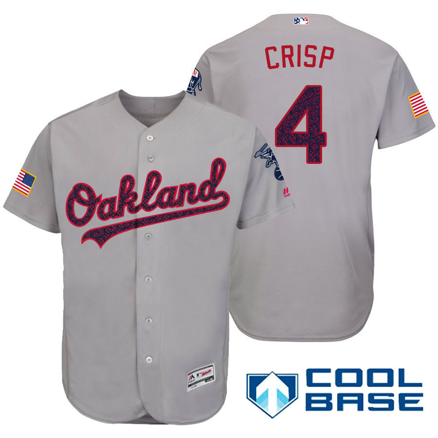 Oakland Athletics #4 Coco Crisp Gray Stars & Stripes 2016 Independence Day Cool Base Jersey