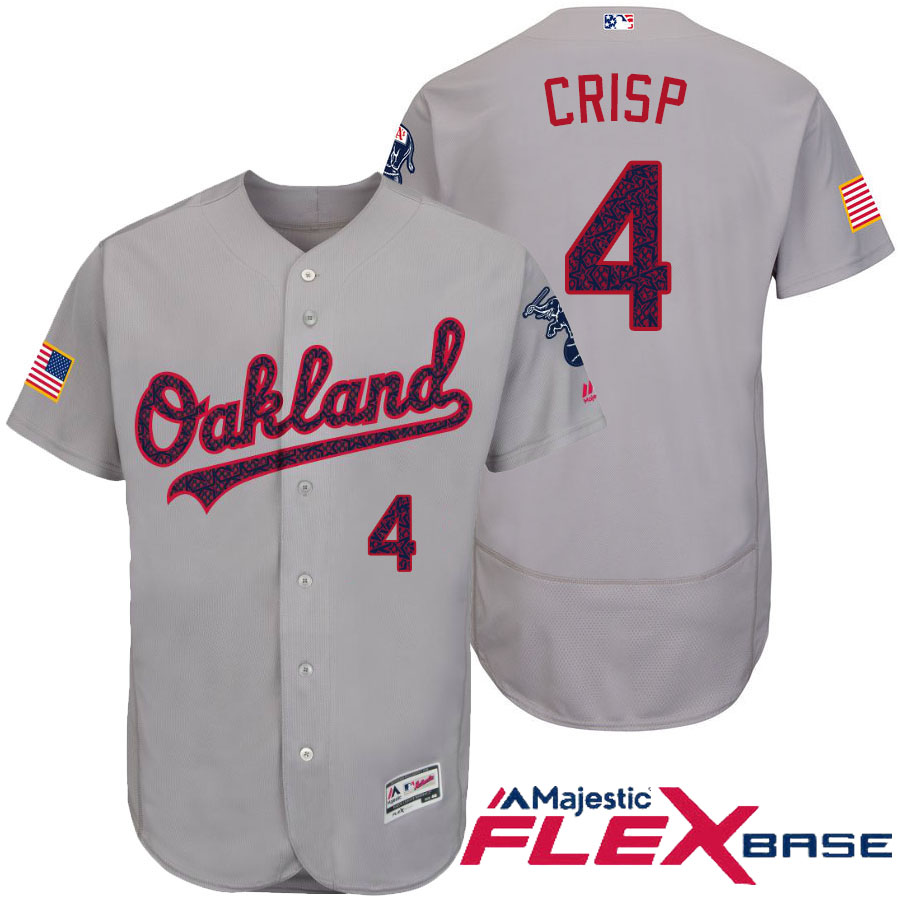 Oakland Athletics #4 Coco Crisp Gray Stars & Stripes 2016 Independence Day Flex Base Jersey