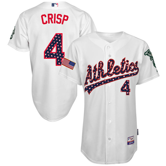 Oakland Athletics Coco Crisp #4 White 2016 Independence Day Stars & Stripes Authentic Cool Base Jersey